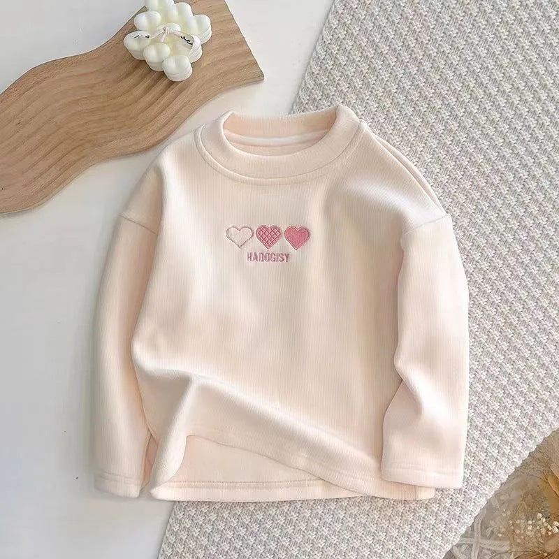 Whoelsale Solid Color Heart Plush Cotton Base Sweater